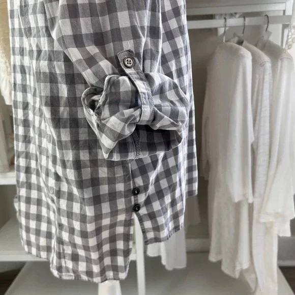 Simply Noelle sz. L, XL  white & gray checkered button up casual, office #1634 - Picture 3 of 10